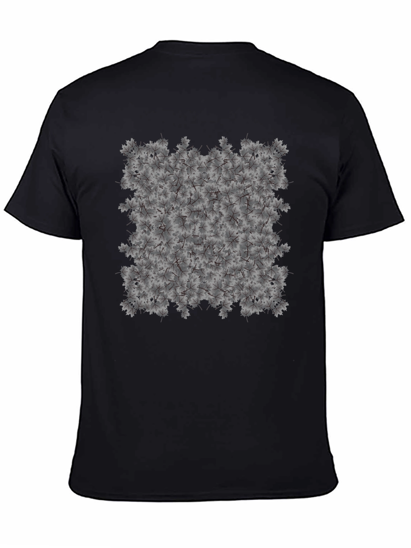 Maple Leaf Pattern Black T-Shirt