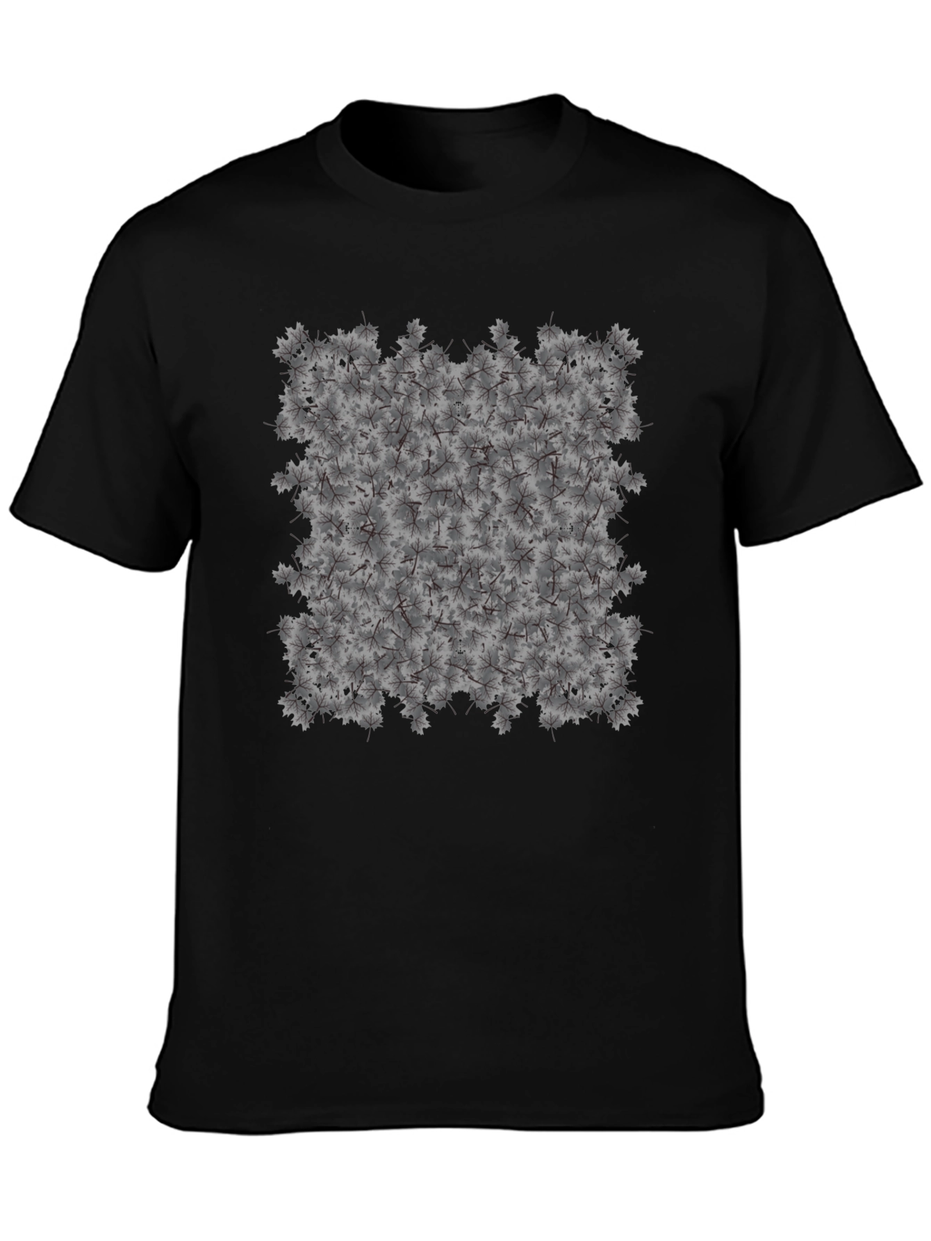 Maple Leaf Pattern Black T-Shirt