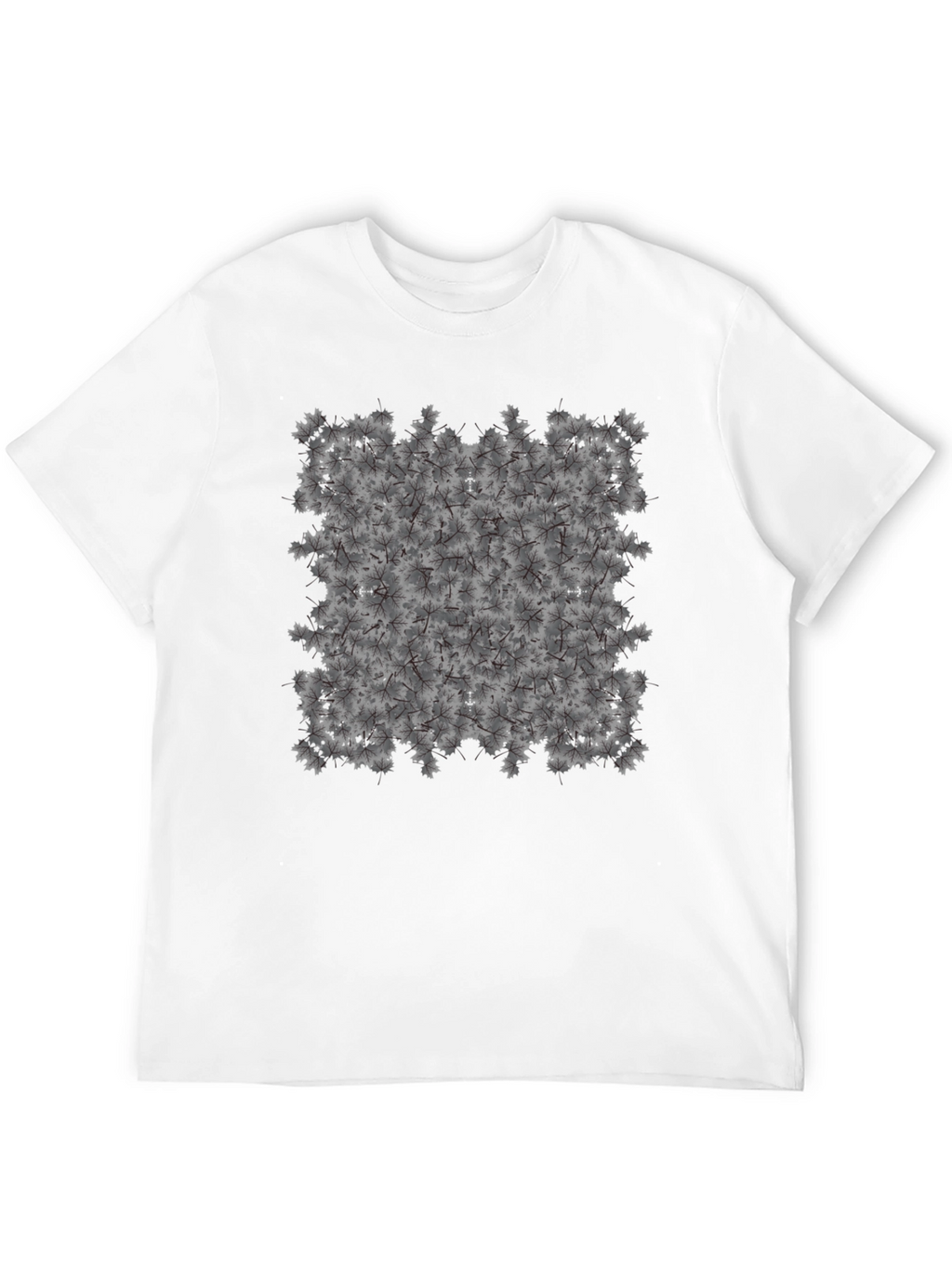 Maple Leaf Pattern Black T-Shirt