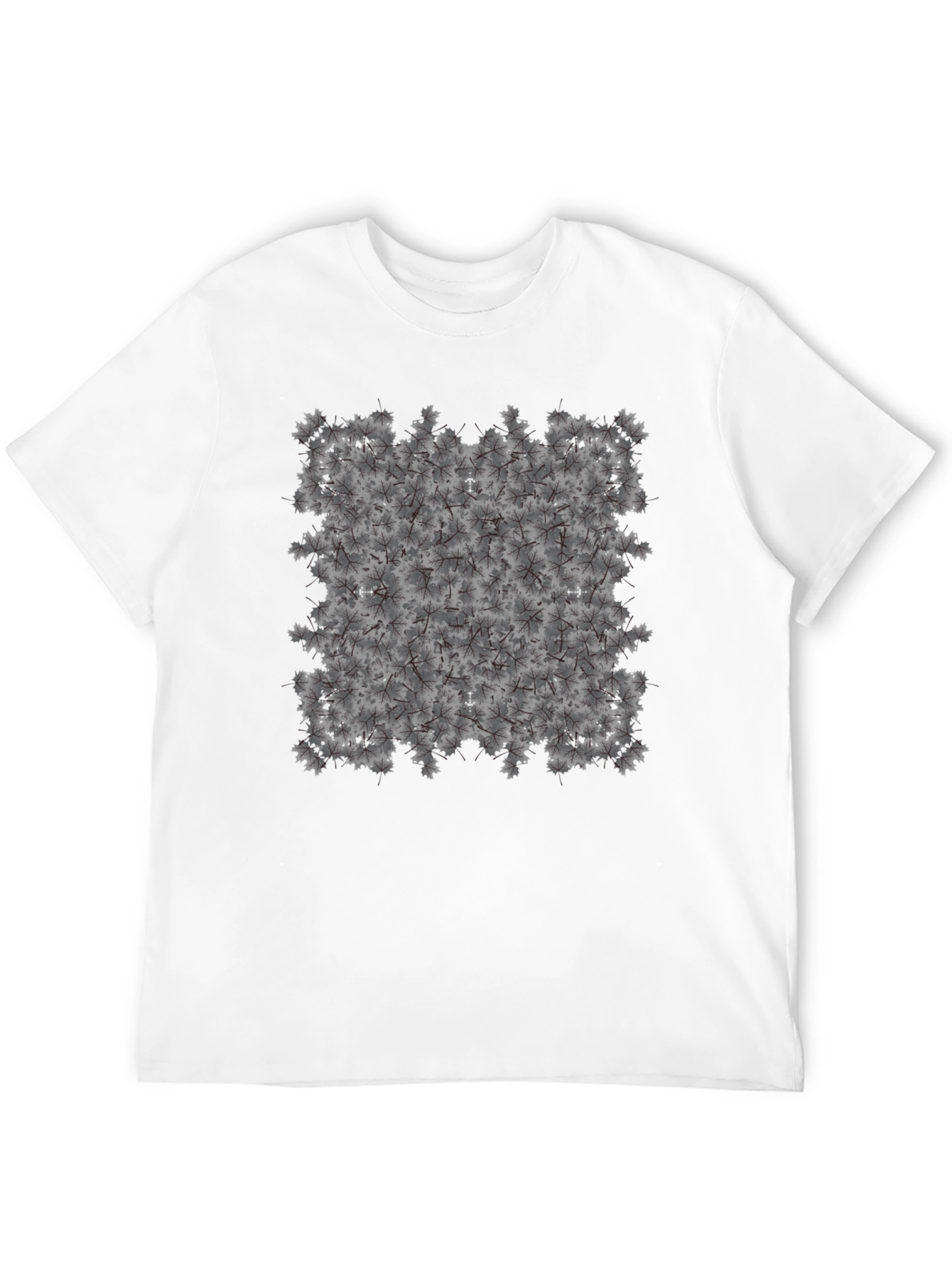 Maple Leaf Pattern Black T-Shirt