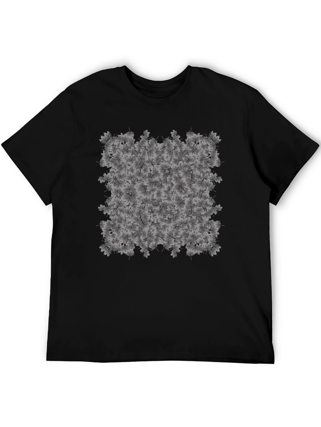 Maple Leaf Pattern Black T-Shirt