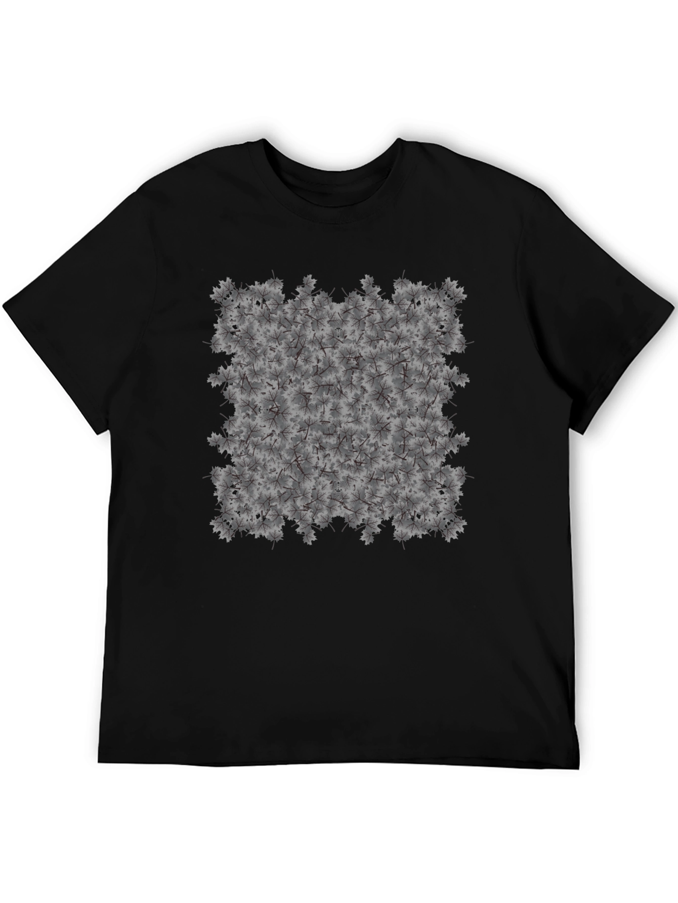 Maple Leaf Pattern Black T-Shirt