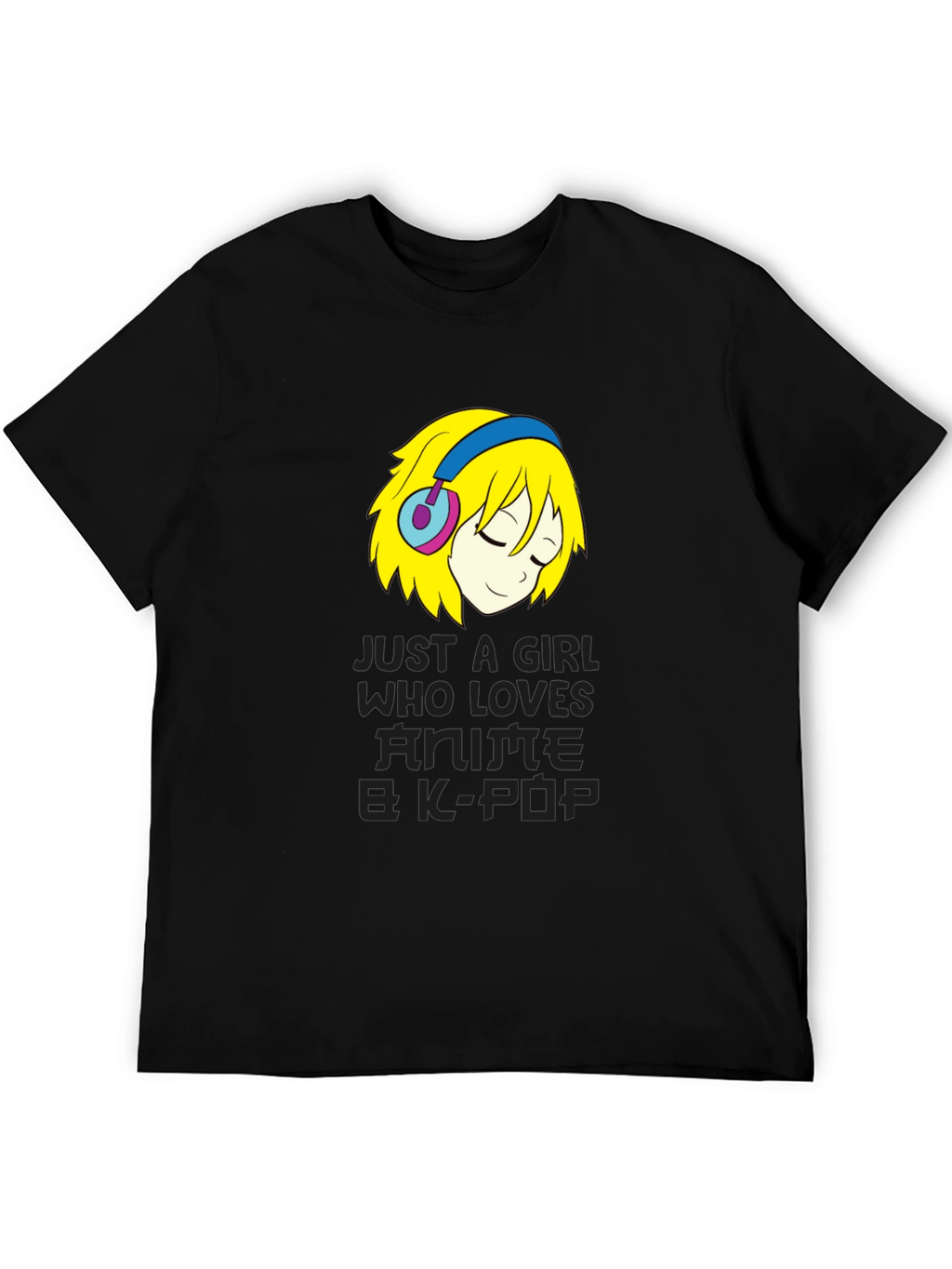 Anime & K-Pop Girl Black T-Shirt