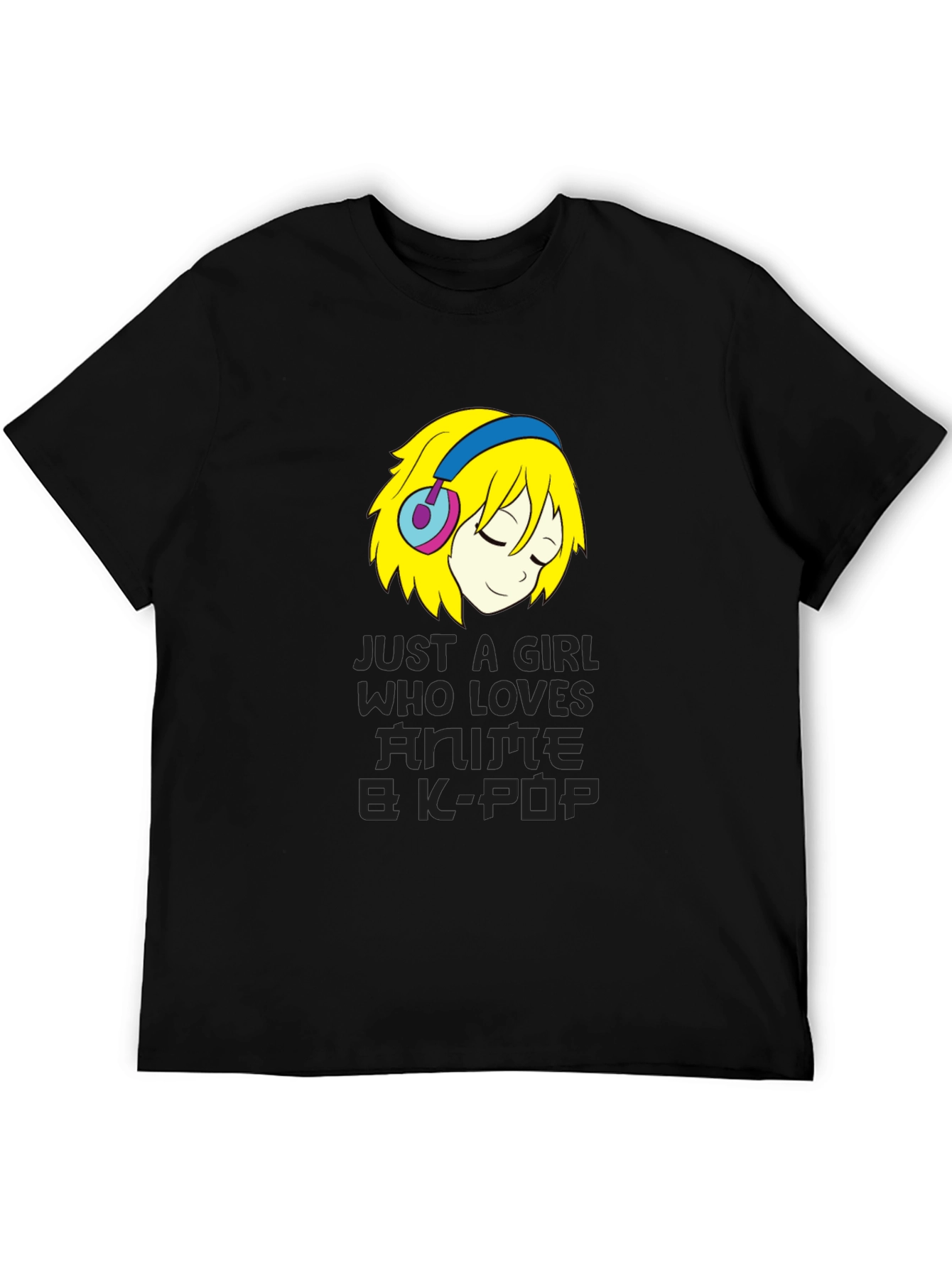Anime & K-Pop Girl Black T-Shirt