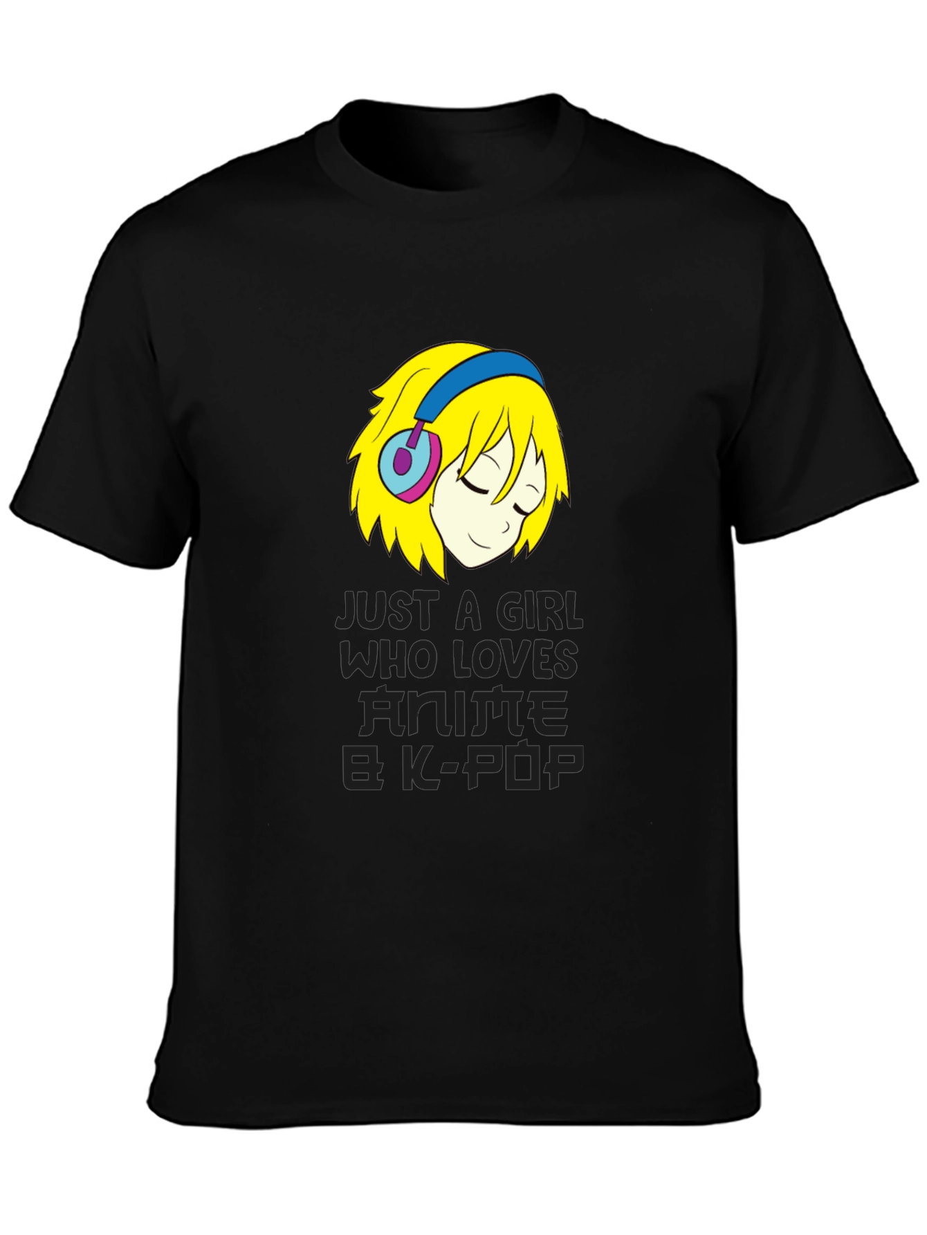 Anime & K-Pop Girl Black T-Shirt