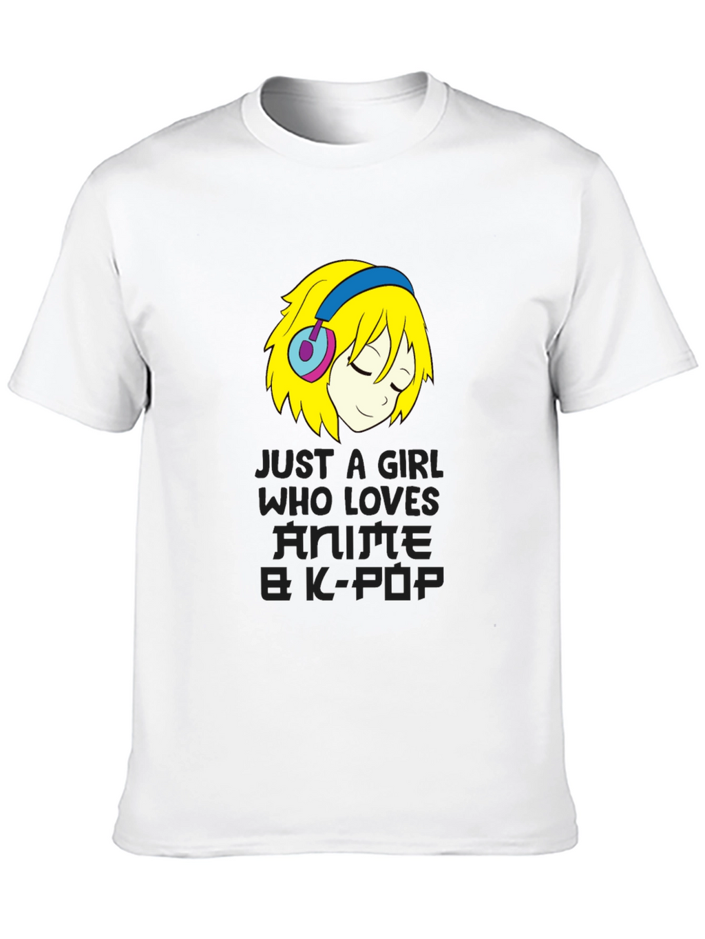 Anime & K-Pop Girl Black T-Shirt