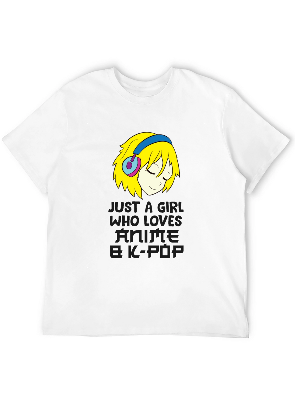 Anime & K-Pop Girl Black T-Shirt