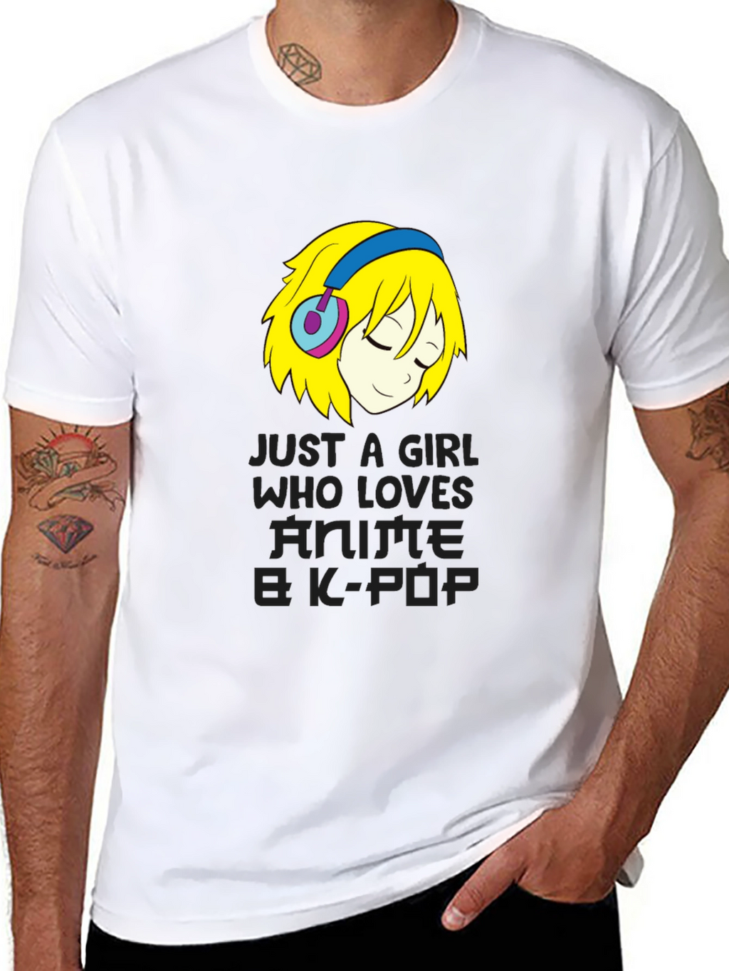 Anime & K-Pop Girl Black T-Shirt