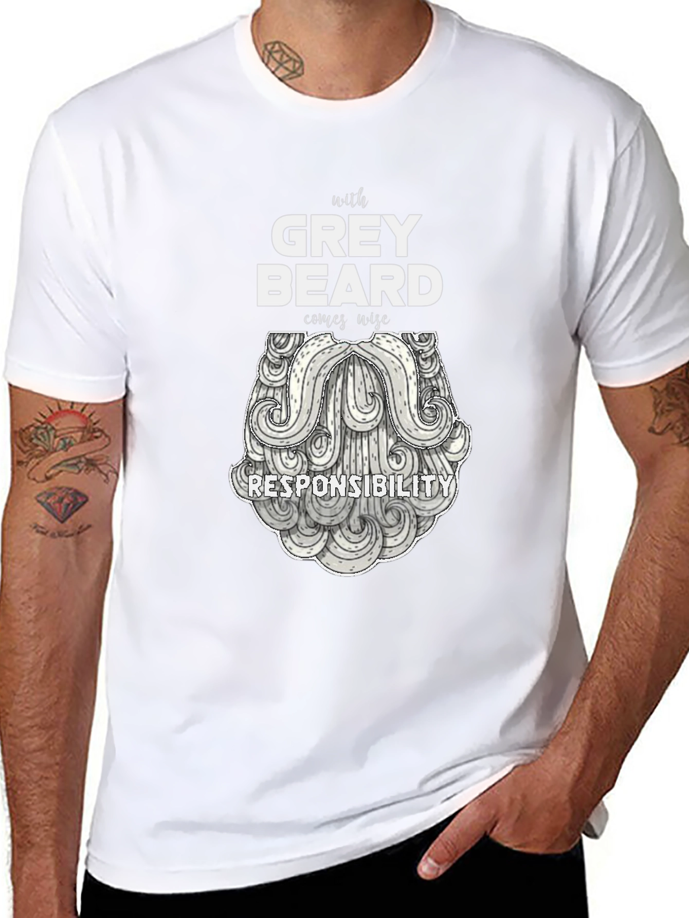 Grey Beard Wisdom T-Shirt - Black