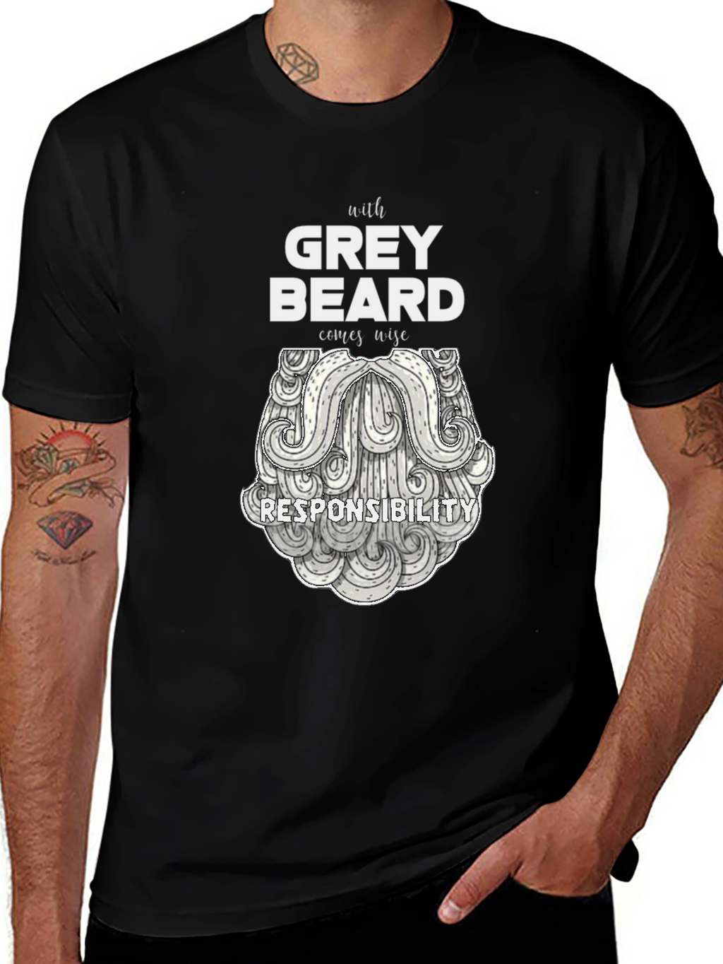 Grey Beard Wisdom T-Shirt - Black