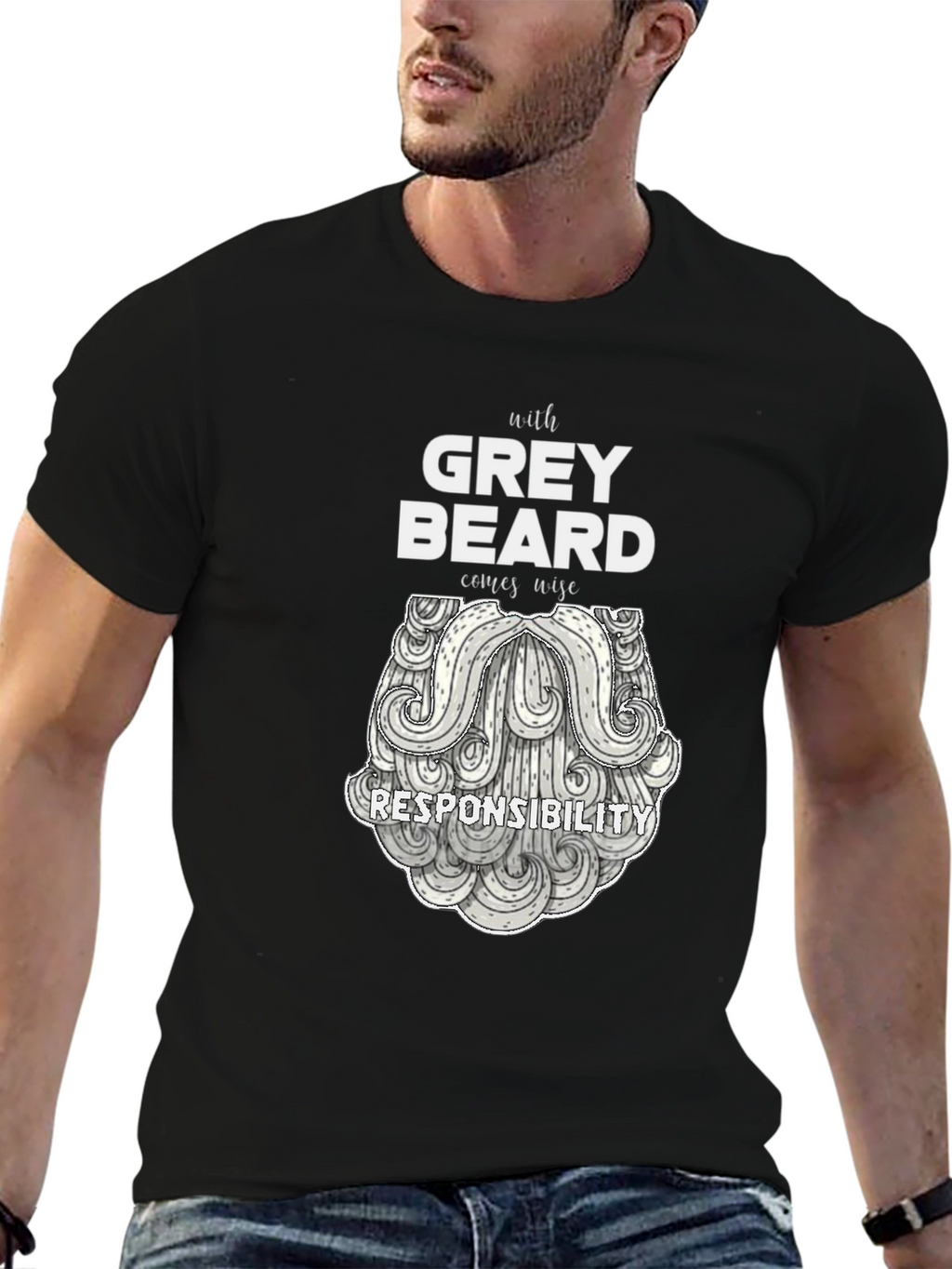 Grey Beard Wisdom T-Shirt - Black