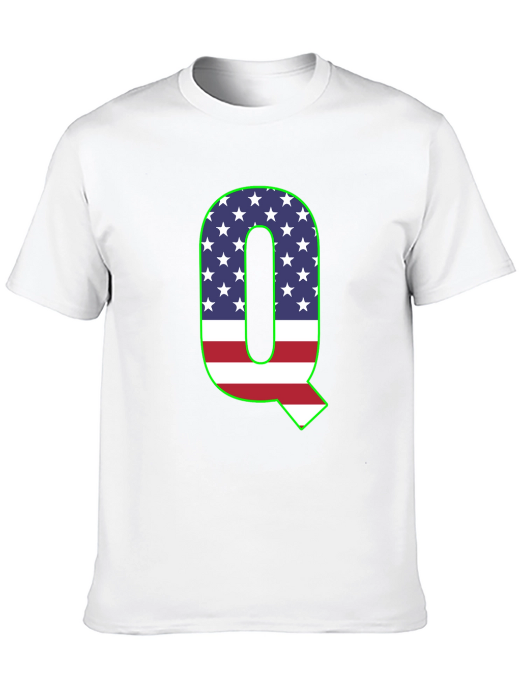 American Flag Q Letter Graphic Tee
