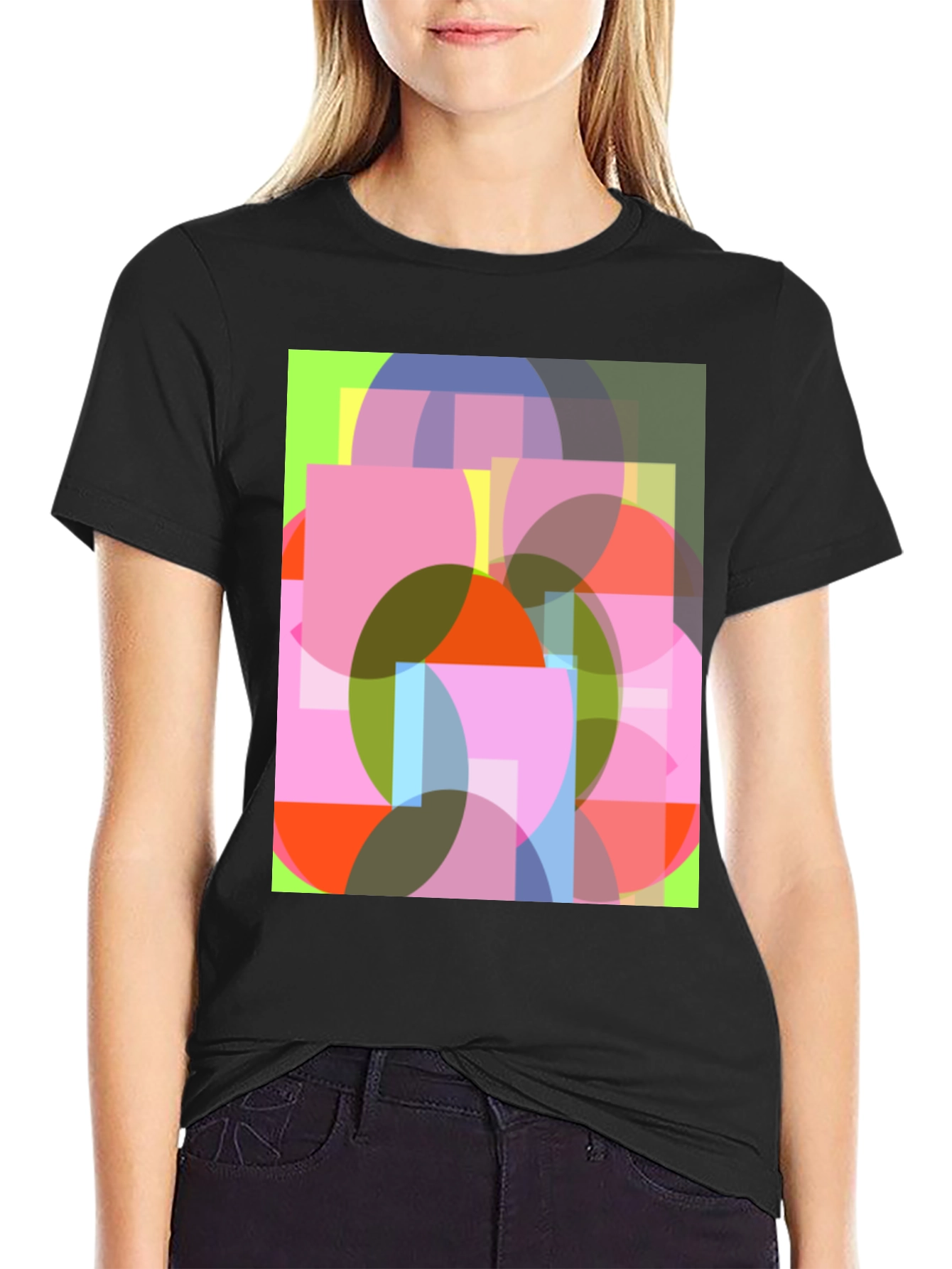 Abstract Geometric Design Black T-Shirt
