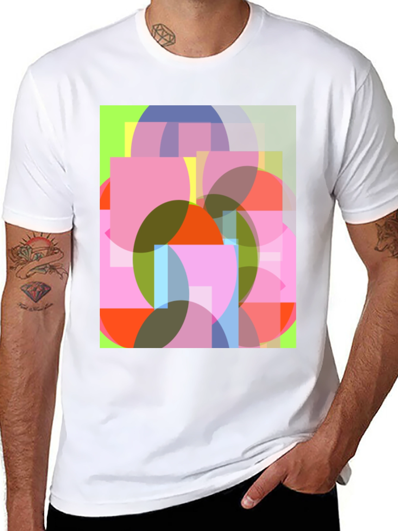 Abstract Geometric Design Black T-Shirt