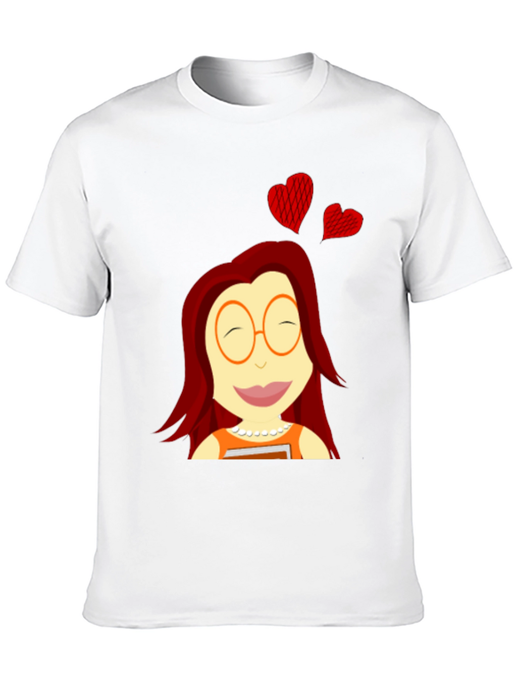 Cartoon Girl with Hearts Black T-Shirt