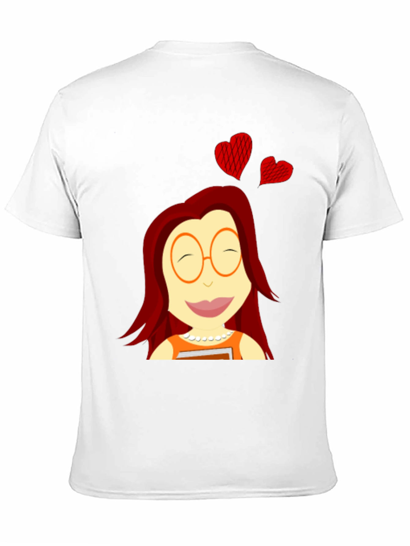 Cartoon Girl with Hearts Black T-Shirt