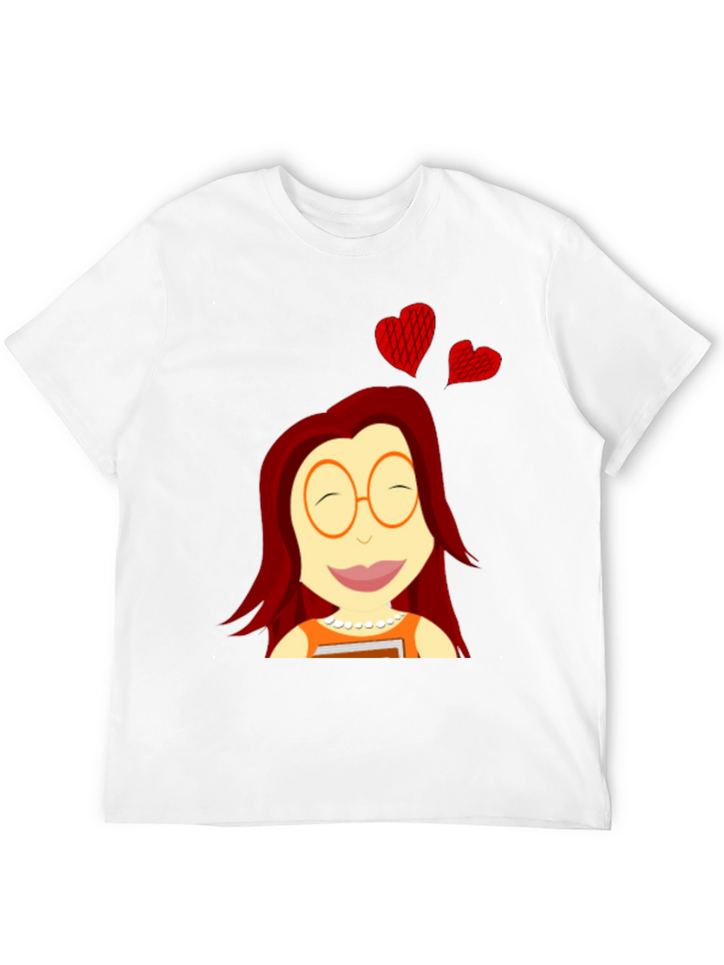 Cartoon Girl with Hearts Black T-Shirt