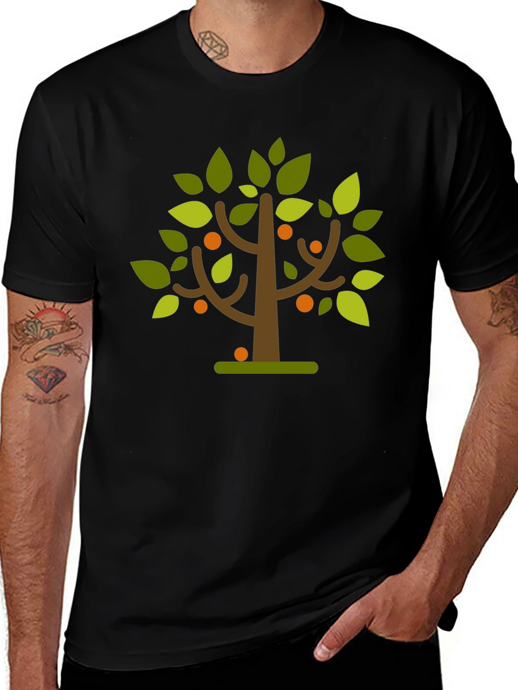 Whimsical Orchard Tee - Black Graphic T-Shirt