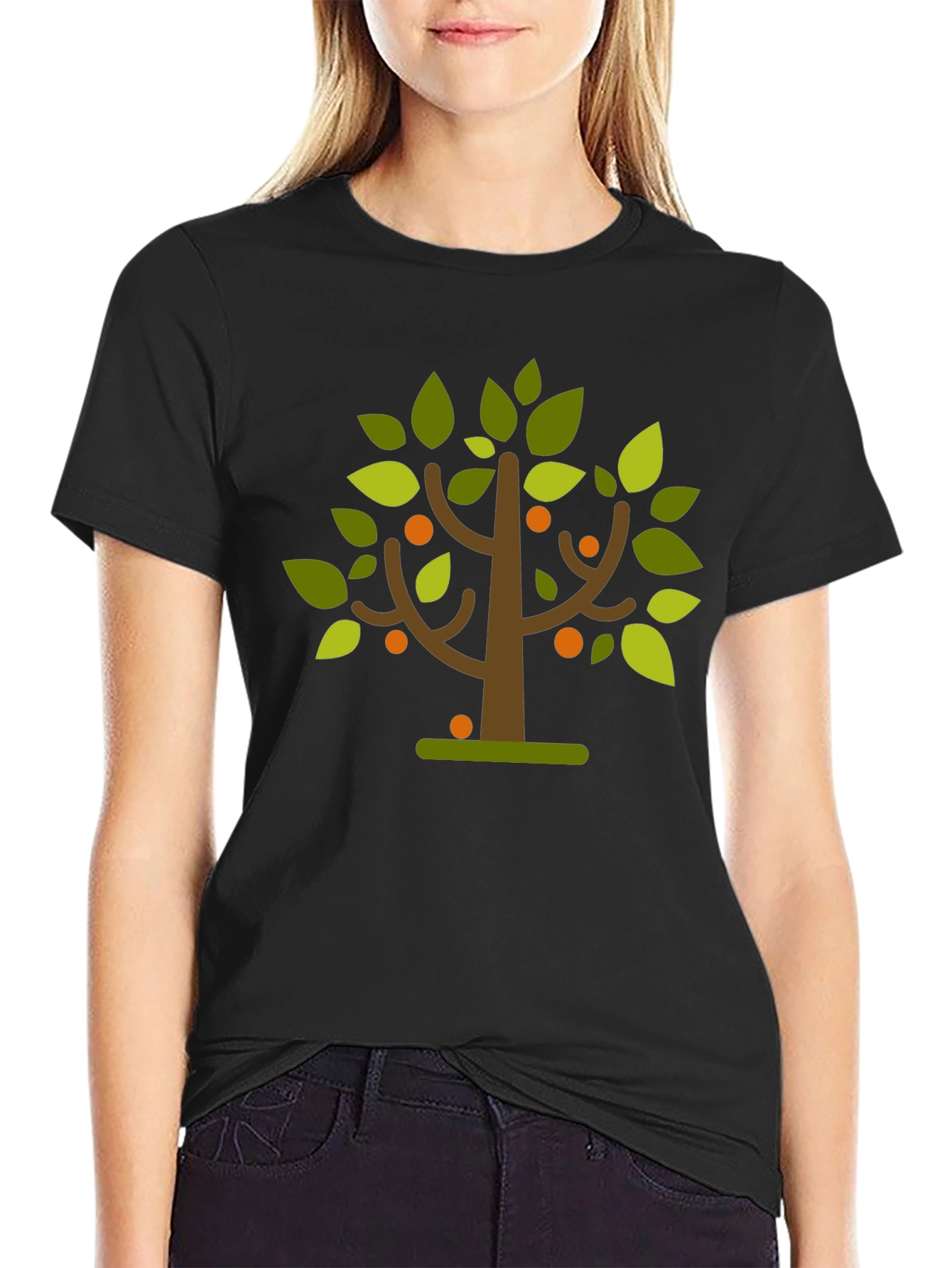 Whimsical Orchard Tee - Black Graphic T-Shirt