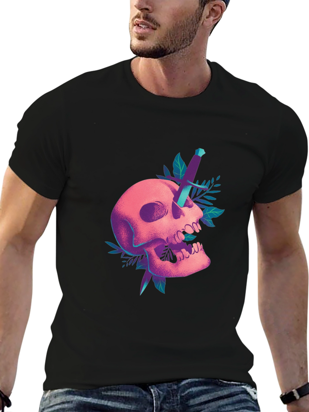 Skull & Dagger Graphic T-Shirt - Edgy Design