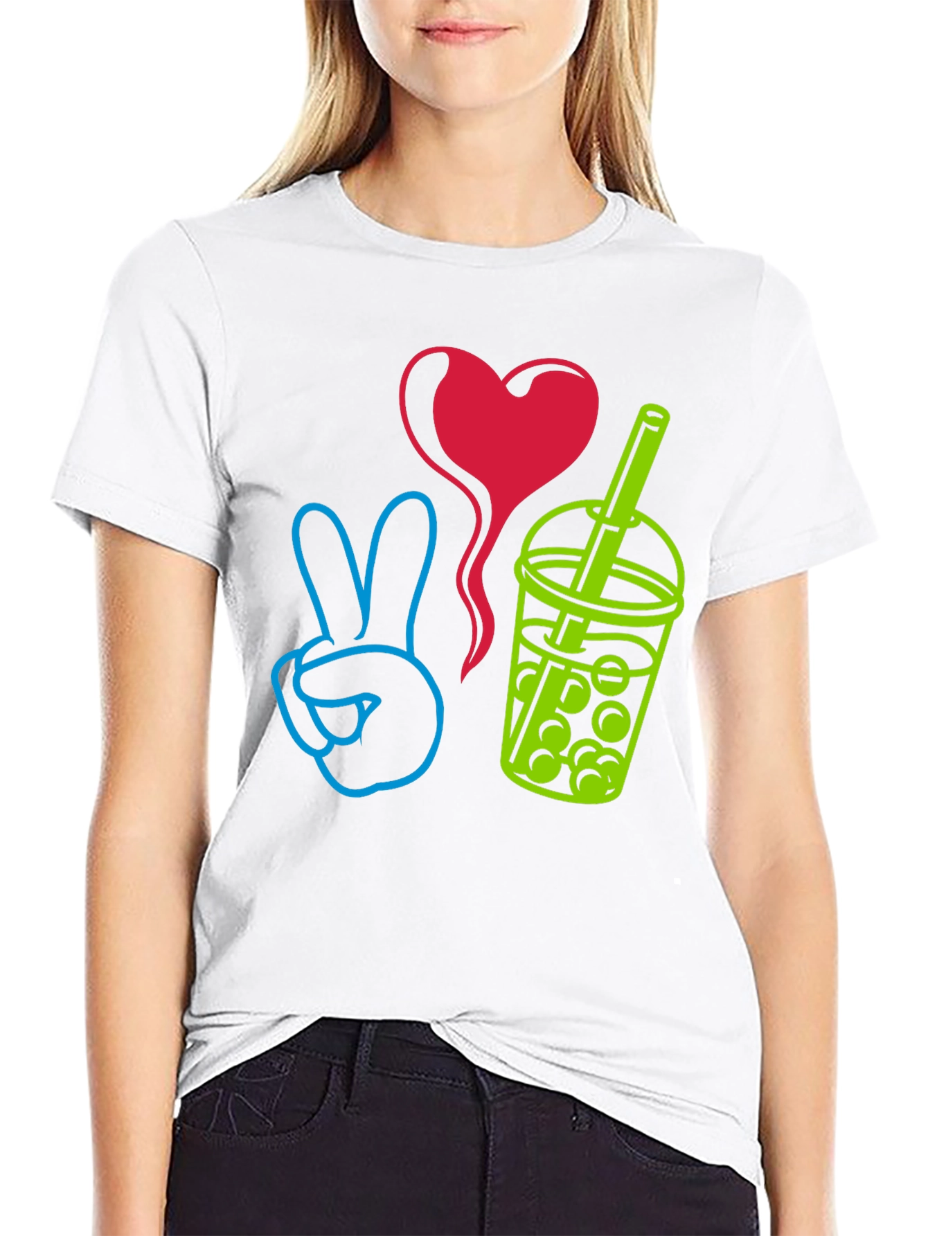 Peace Love Boba T-Shirt - Trendy Graphic Tee