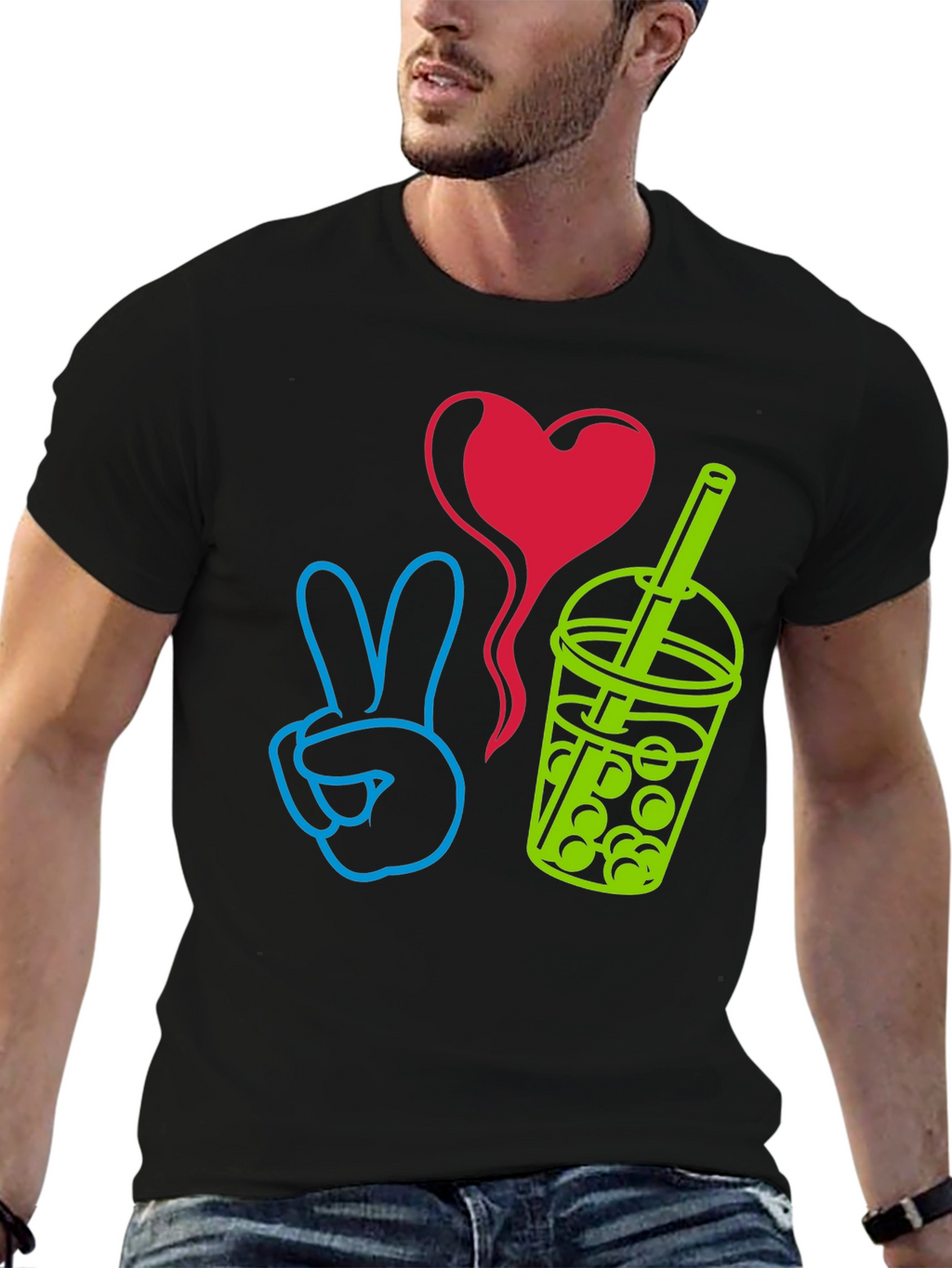 Peace Love Boba T-Shirt - Trendy Graphic Tee
