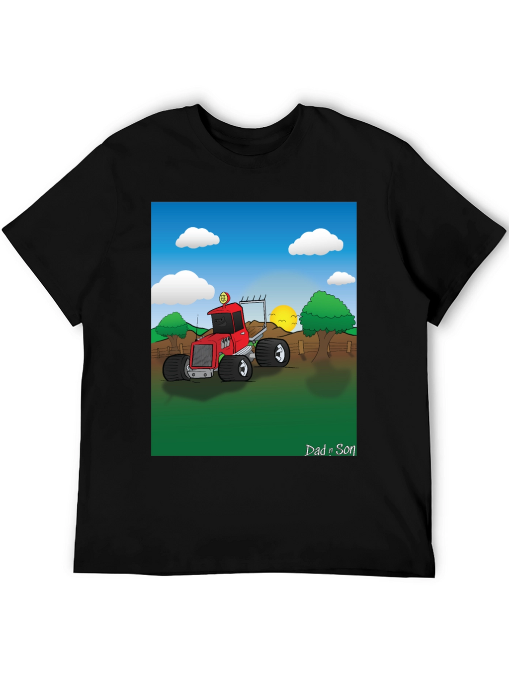 Dad n Son Cartoon Tractor T-Shirt