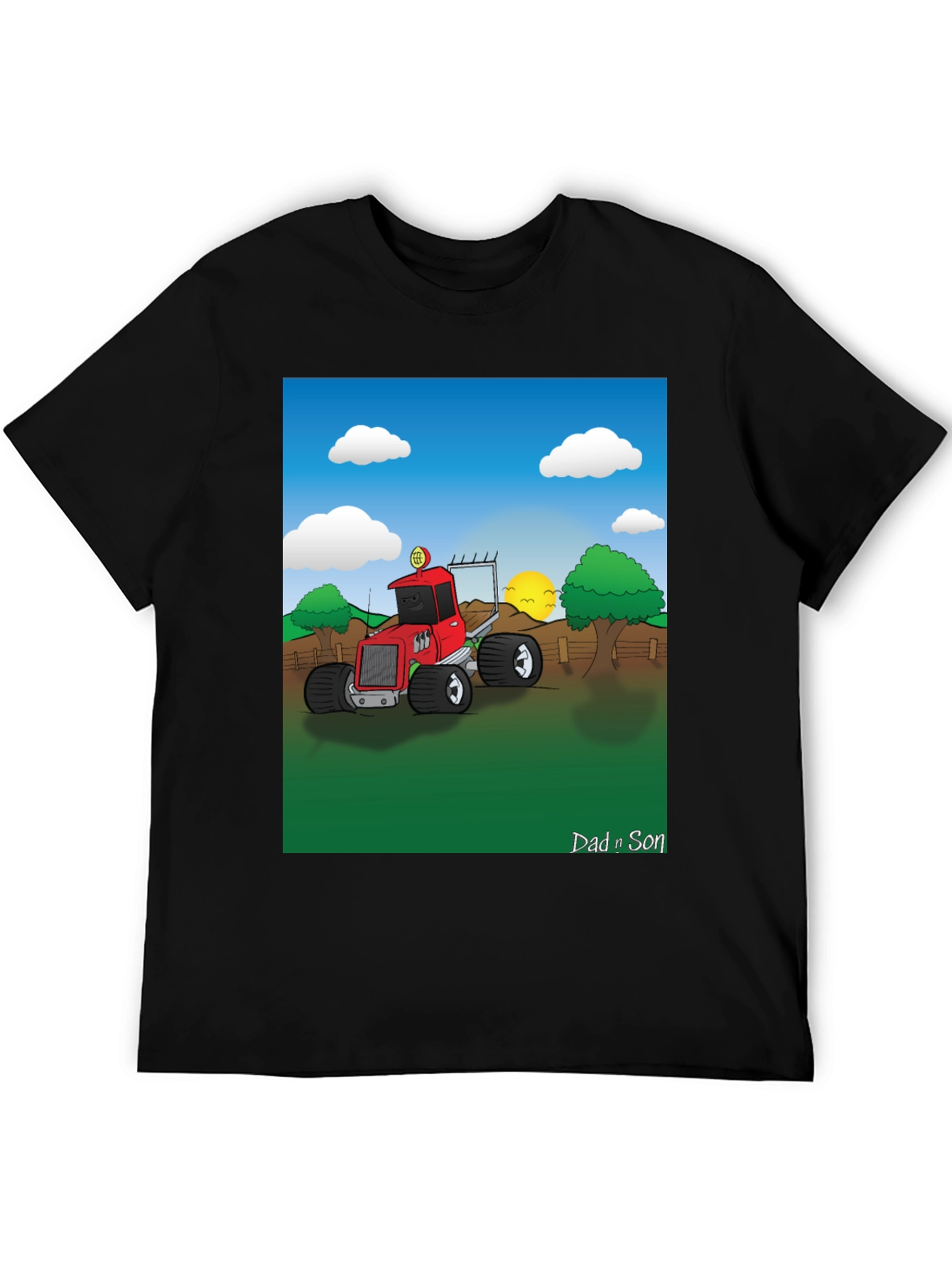 Dad n Son Cartoon Tractor T-Shirt
