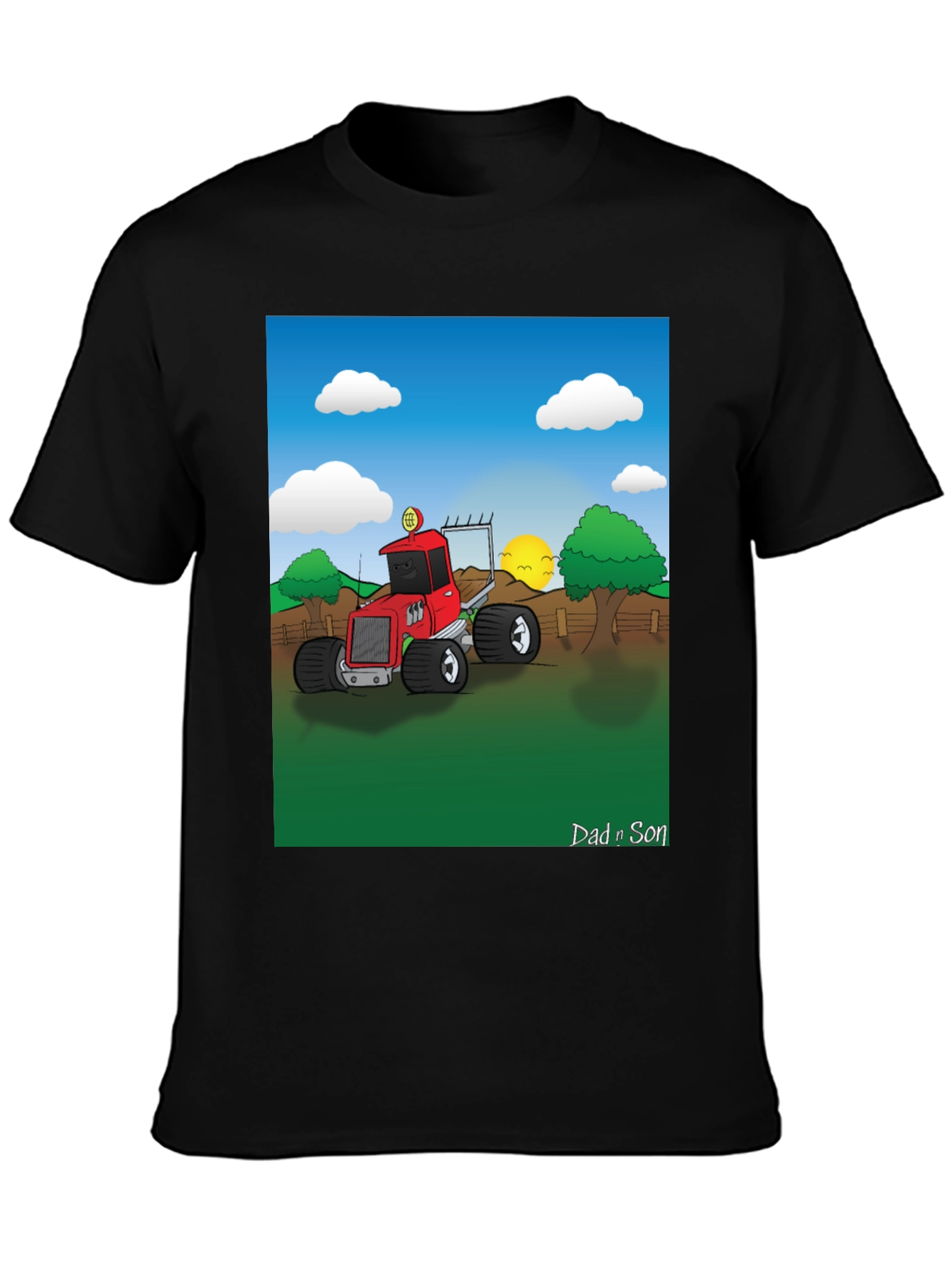 Dad n Son Cartoon Tractor T-Shirt