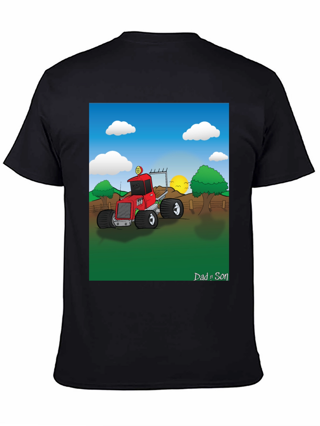 Dad n Son Cartoon Tractor T-Shirt