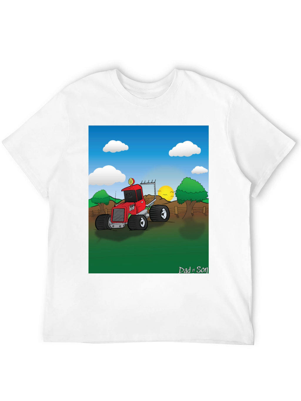 Dad n Son Cartoon Tractor T-Shirt