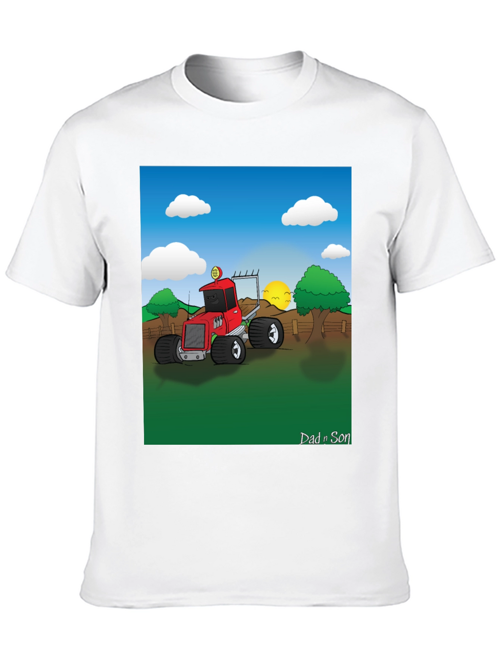 Dad n Son Cartoon Tractor T-Shirt