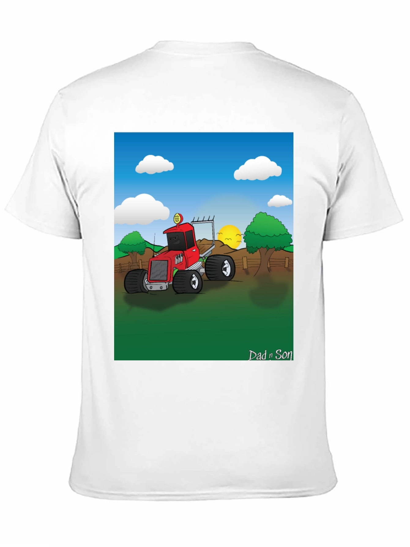 Dad n Son Cartoon Tractor T-Shirt