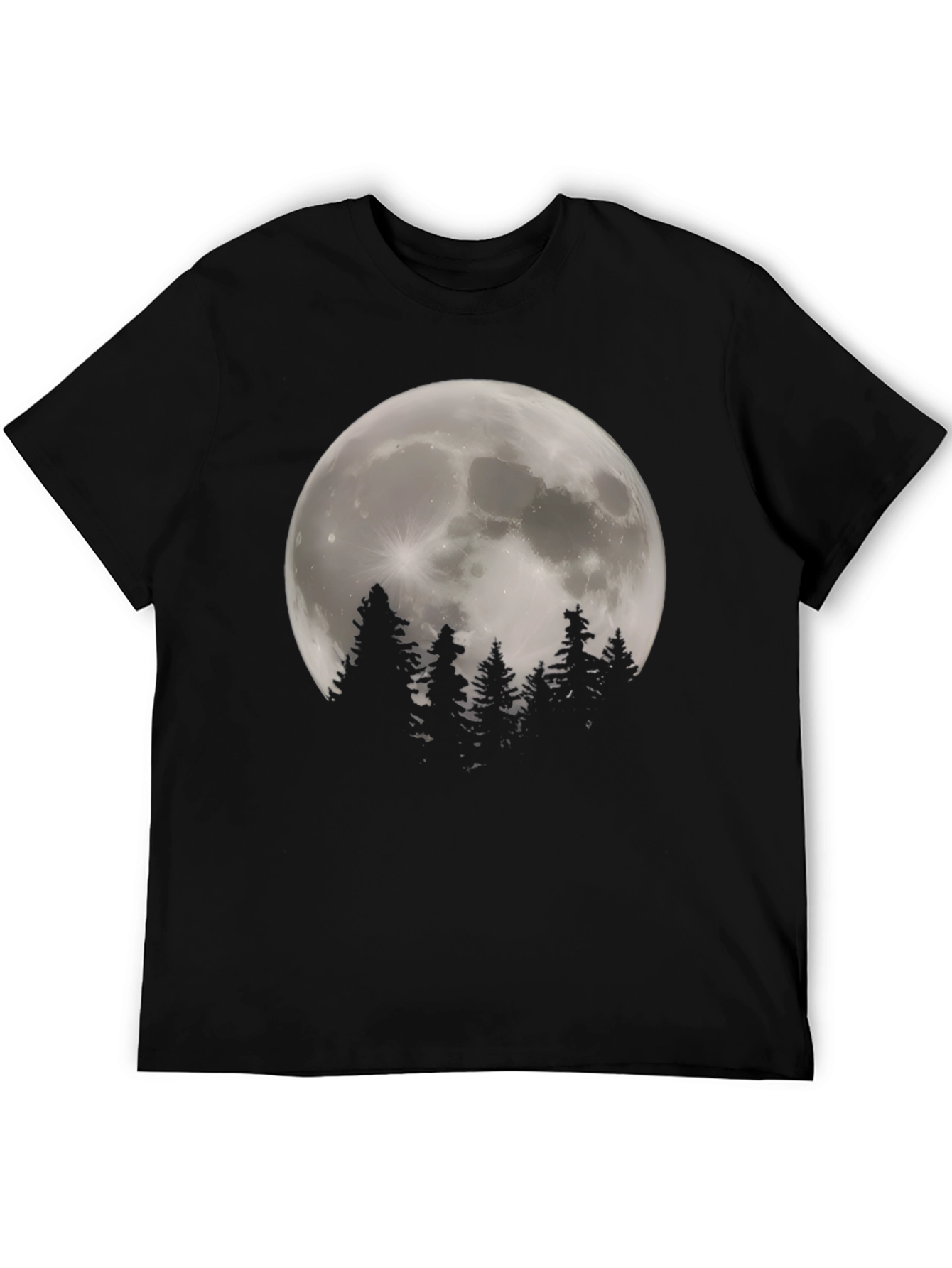 Moonlit Forest Graphic Tee - Stylish Black T-Shirt
