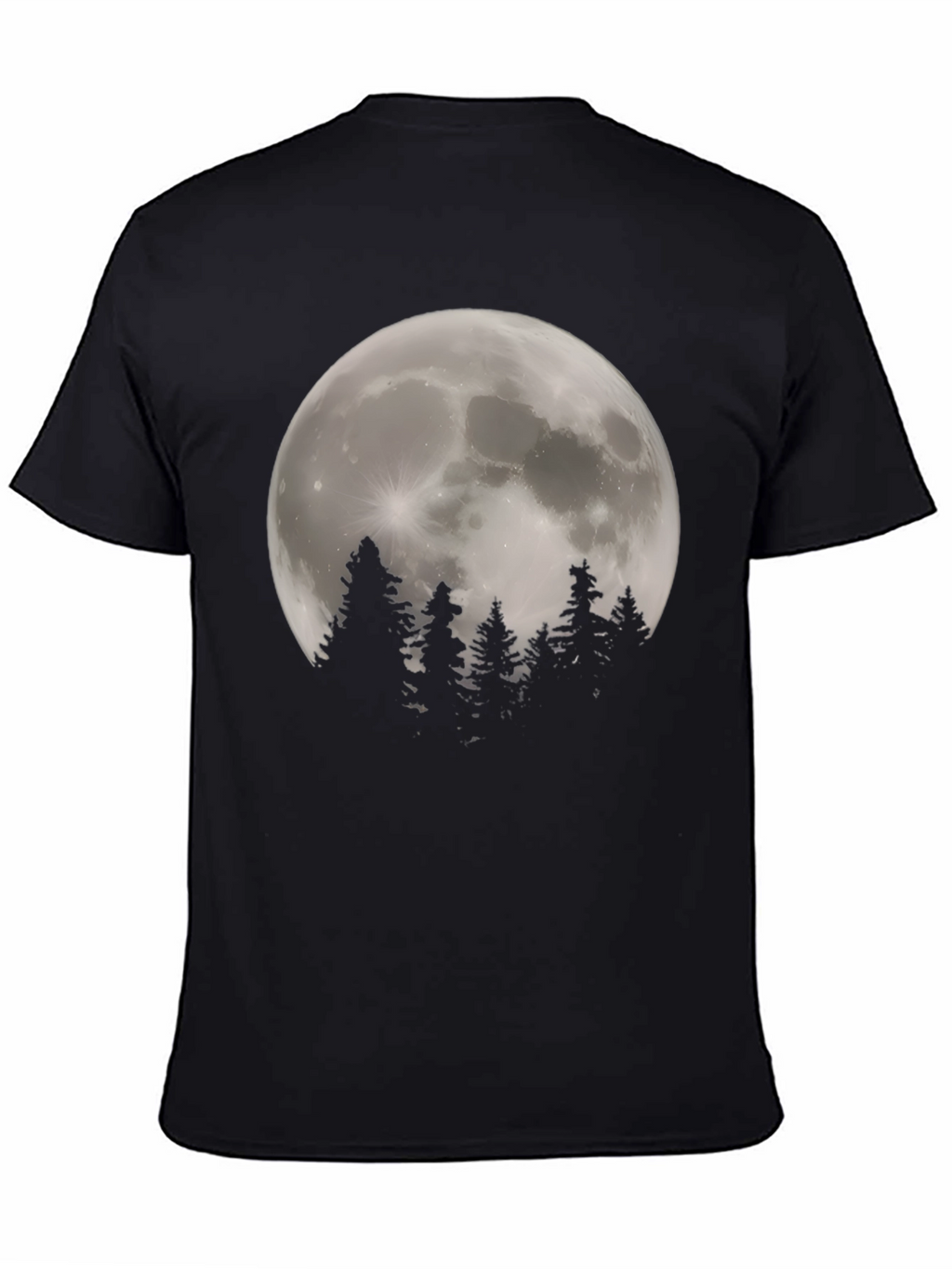 Moonlit Forest Graphic Tee - Stylish Black T-Shirt