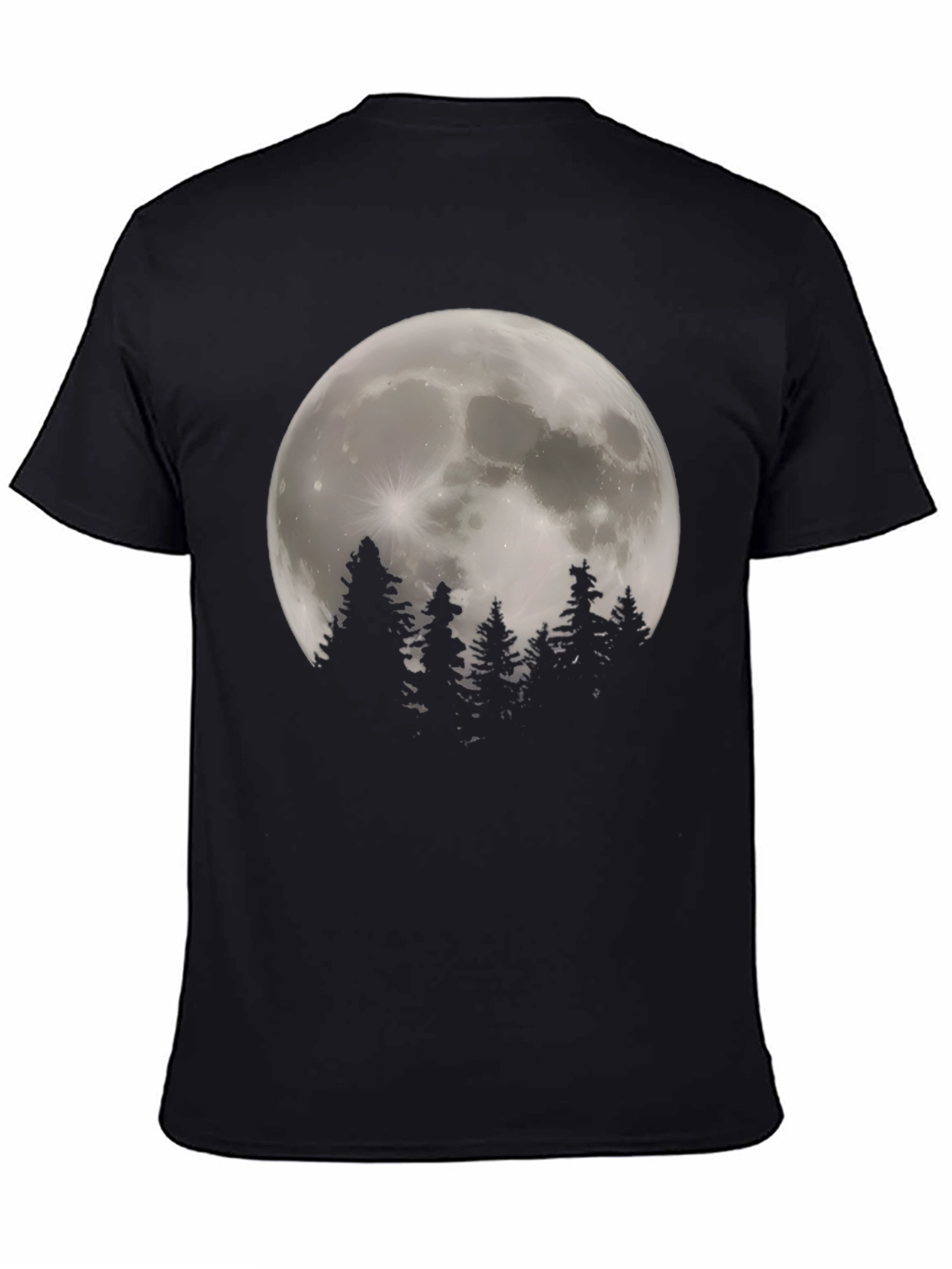 Moonlit Forest Graphic Tee - Stylish Black T-Shirt