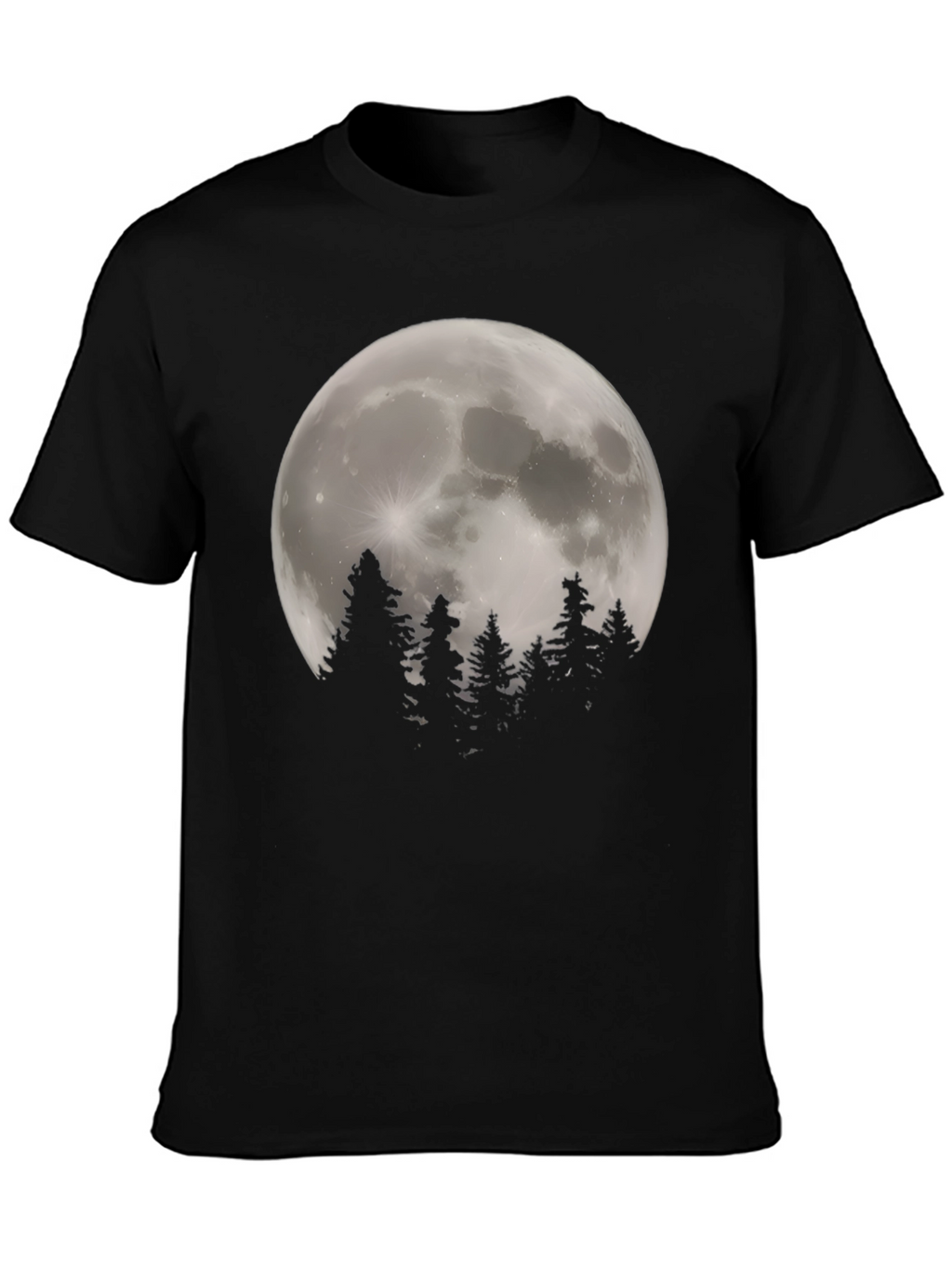 Moonlit Forest Graphic Tee - Stylish Black T-Shirt