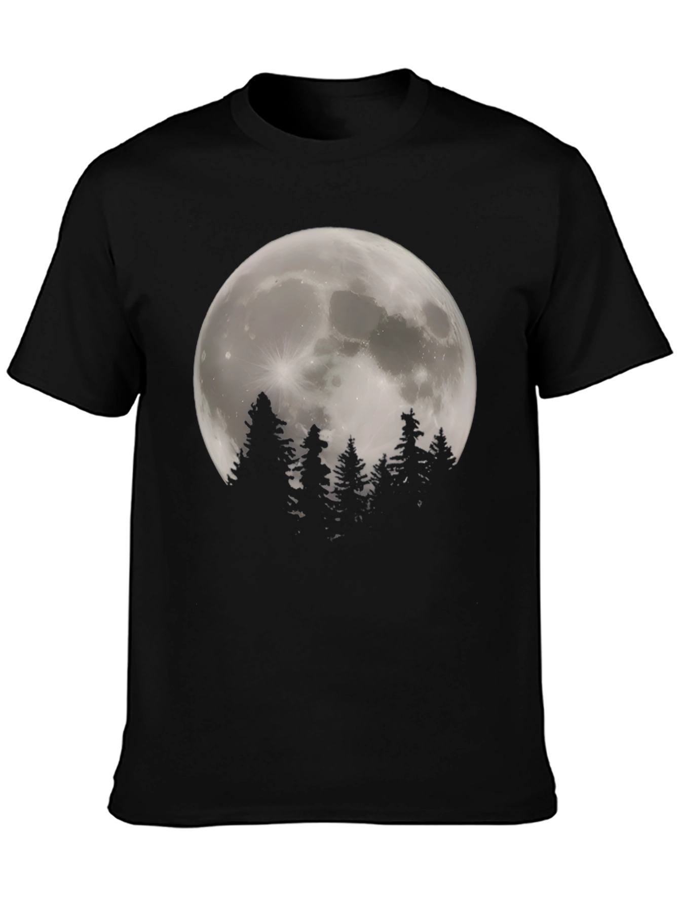 Moonlit Forest Graphic Tee - Stylish Black T-Shirt