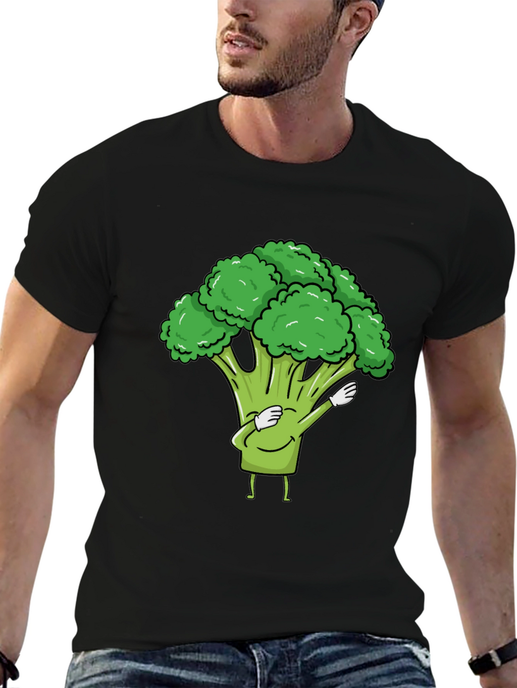 Broccoli Dab Black T-Shirt - Fun Vegetable Tee