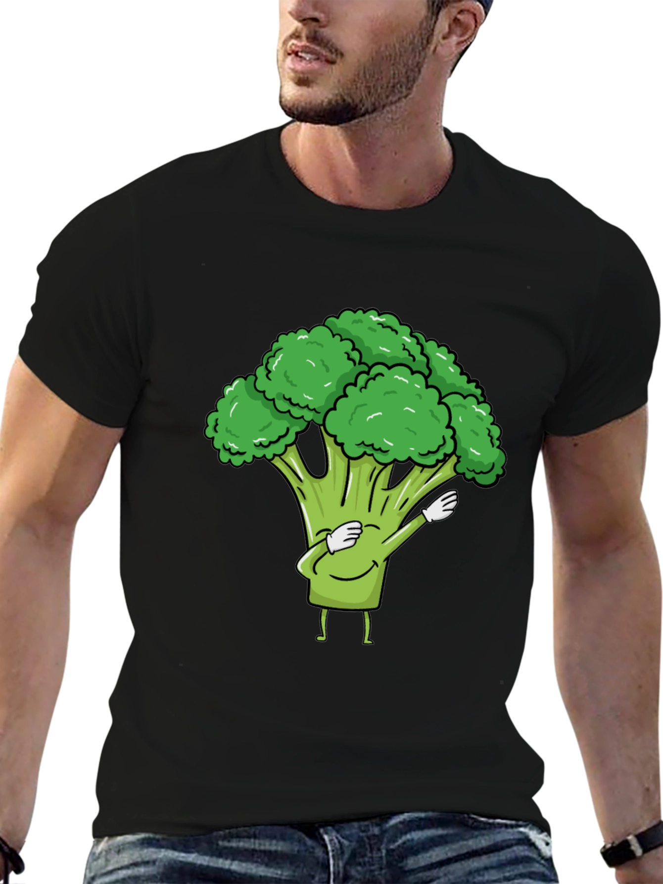 Broccoli Dab Black T-Shirt - Fun Vegetable Tee