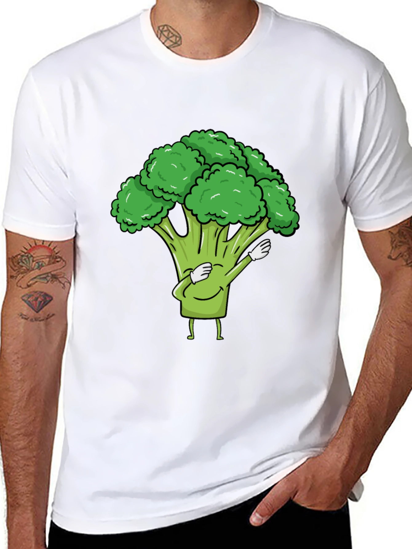 Broccoli Dab Black T-Shirt - Fun Vegetable Tee