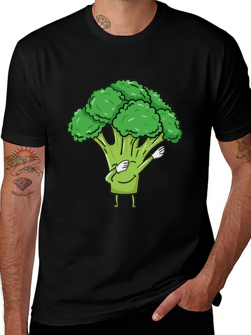 Broccoli Dab Black T-Shirt - Fun Vegetable Tee