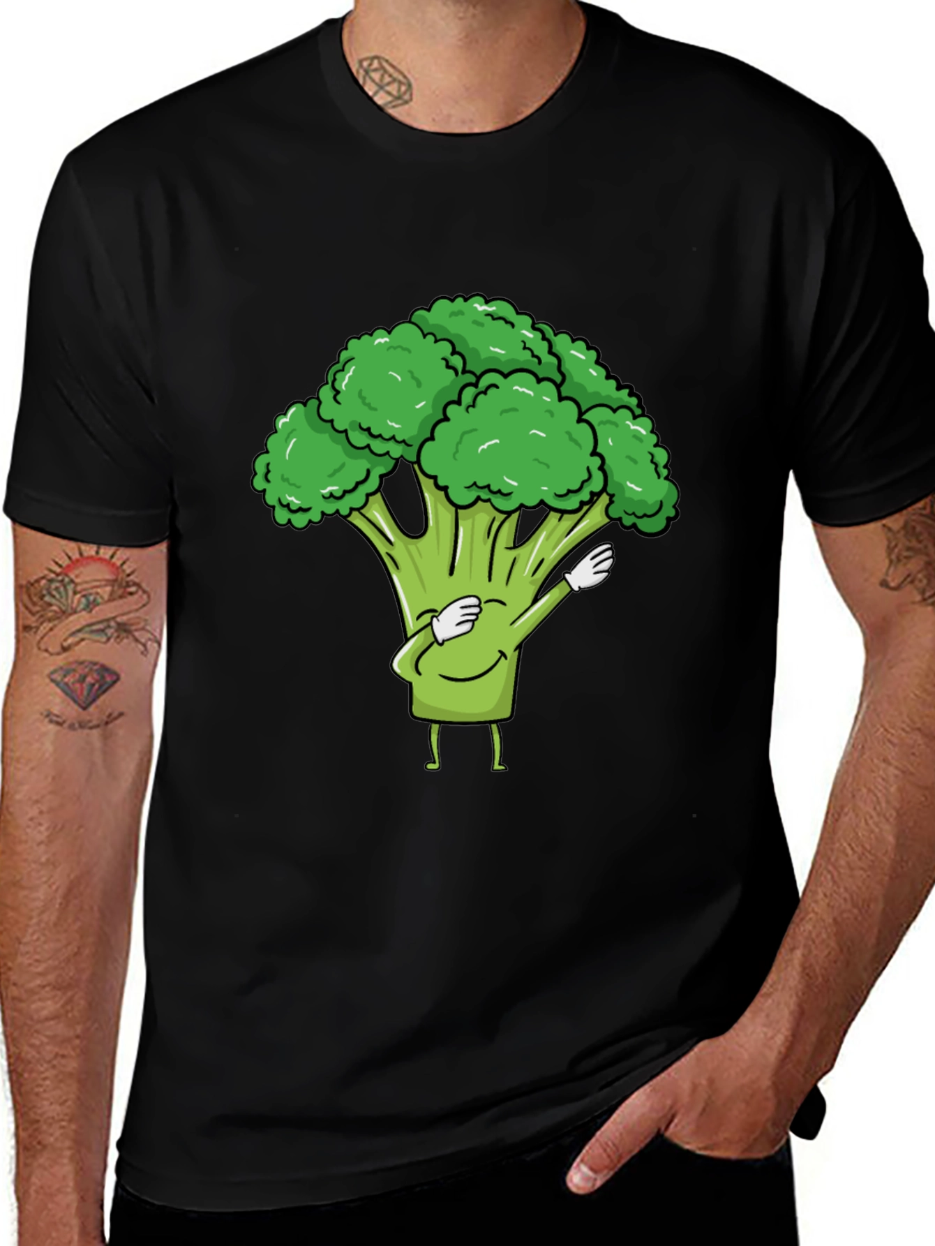 Broccoli Dab Black T-Shirt - Fun Vegetable Tee