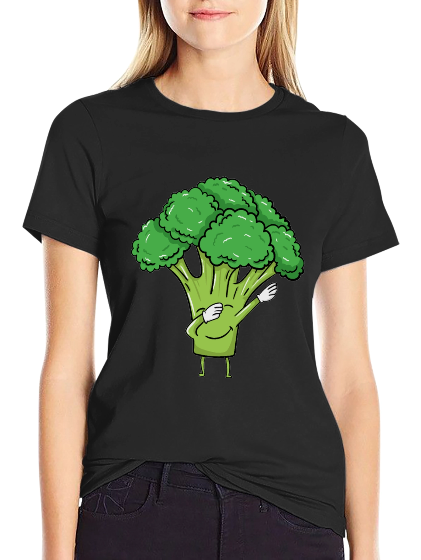 Broccoli Dab Black T-Shirt - Fun Vegetable Tee