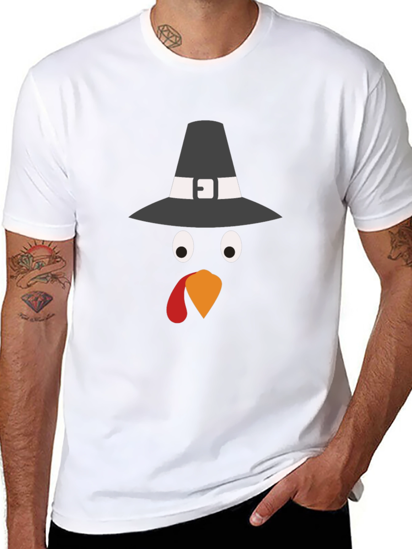 Thanksgiving Turkey Pilgrim Hat Graphic Tee