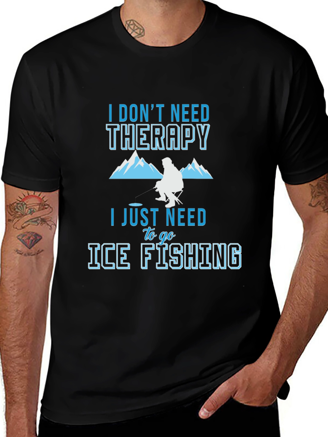Ice Fishing Therapy Tee - Angler Humor Graphic T-Shirt