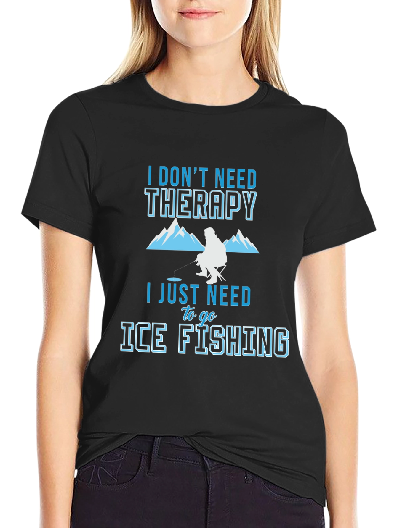 Ice Fishing Therapy Tee - Angler Humor Graphic T-Shirt